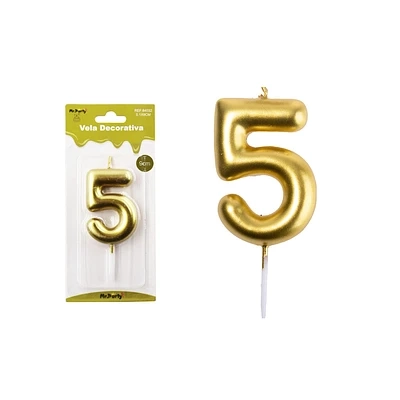 VELA DE NUMERO 5 DORADO 3.8*6CM - 2