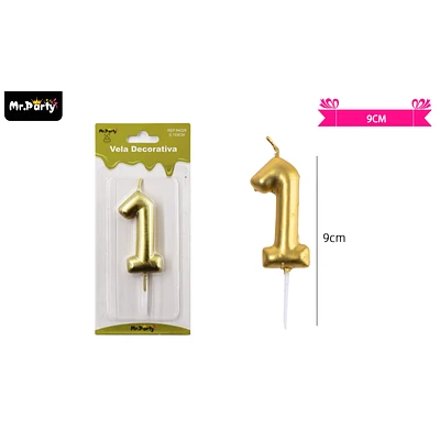 VELA DE NUMERO 1 DORADO 3.8*6CM - 1