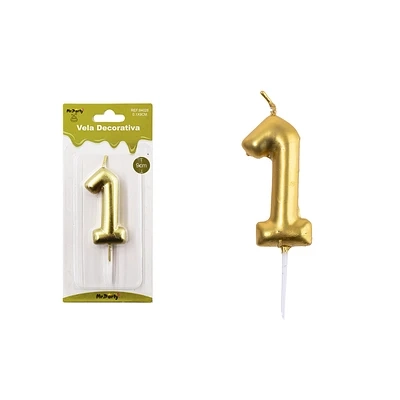 VELA DE NUMERO 1 DORADO 3.8*6CM - 2
