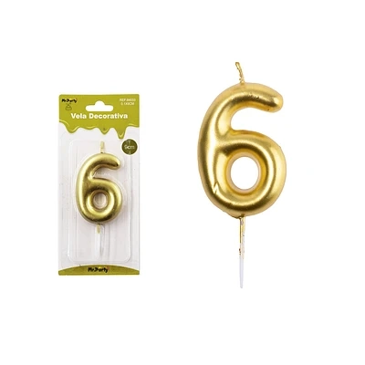 VELA DE NUMERO 6 DORADO 3.8*6CM - 2