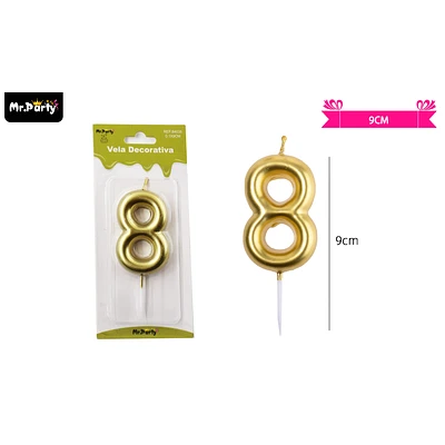 VELA DE NUMERO 8 DORADO 3.8*6CM - 1