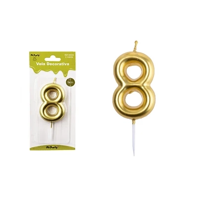 VELA DE NUMERO 8 DORADO 3.8*6CM - 2