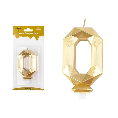 VELA DE NUMERO 0 DORADO EN 3D 8.6CM - 1