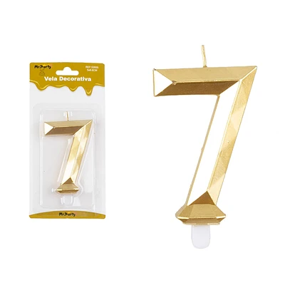 VELA DE NUMERO 7 DORADO EN 3D 8.6CM - 1