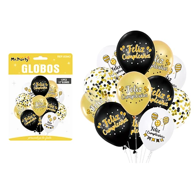 SET DE GLOBOS DE LATEX 12PCS FELIZ CUMPLEAÑOS - 1