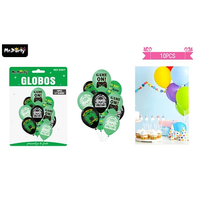 SET DE GLOBOS DE LATEX 10PCS FELIZ CUMPLEAÑOS NEGRO Y VERDE - 1
