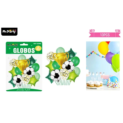 SET DE GLOBOS DE LATEX 13PCS FUTBOL Y TROFEO - 1