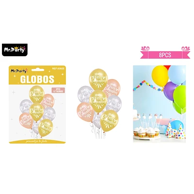 SET DE GLOBOS DE LATEX 8PCS FELIZ CUMPLEAÑOS - 1