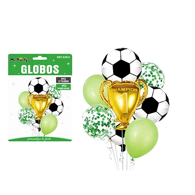 SET DE GLOBOS DE LATEX 8PCS FUTBOL Y TROFEO - 1