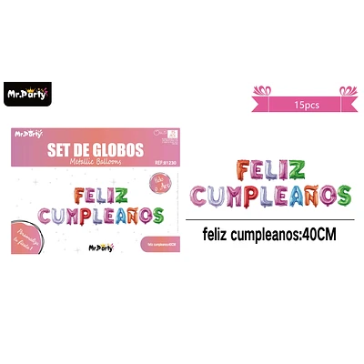 GLOBOS METALICO DE LETRA FELIZ CUMPLEAÑOS MULTICOLOR - 1