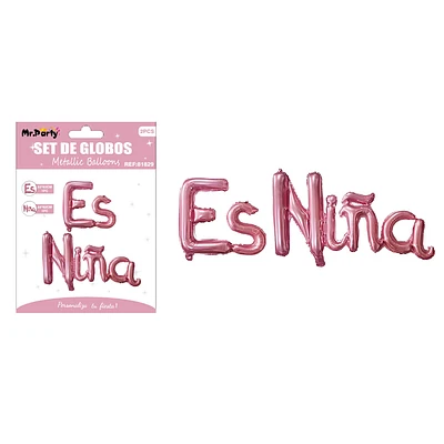 GLOBOS METALICO DE LETRA ES NIÑA ROSADO - 1