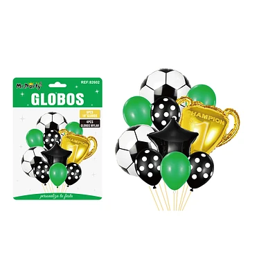 SET DE GLOBOS DE LATEX 10PCS FUTBOL Y TROFEO - 1