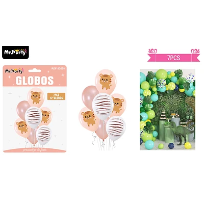 SET DE GLOBOS DE LATEX 7PCS TIGRE - 1
