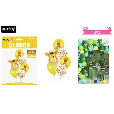 SET DE GLOBOS DE LATEX 6PCS JIRAFA - 1