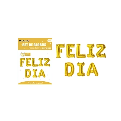 GLOBOS METALICO DE LETRA FELIZ DIA DORADO 40CM - 2