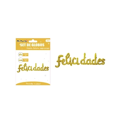 GLOBOS METALICO DE LETRA FELICIDADES DORADO 113*33CM - 2