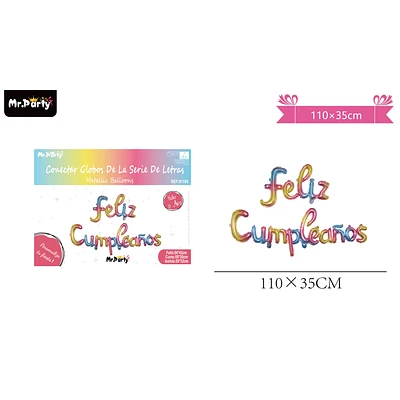 GLOBOS METALICO DE LETRA FELIZ CUMPLEAÑOS MULTICOLOR 110*35CM - 1