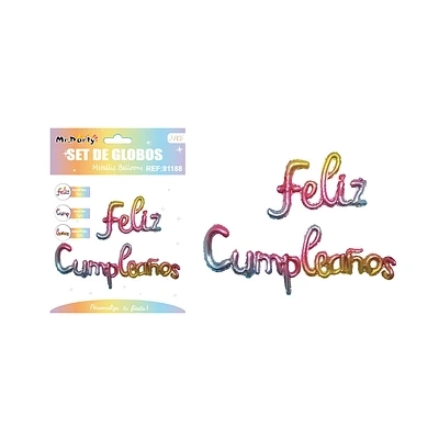 GLOBOS METALICO DE LETRA FELIZ CUMPLEAÑOS MULTICOLOR 110*35CM - 2