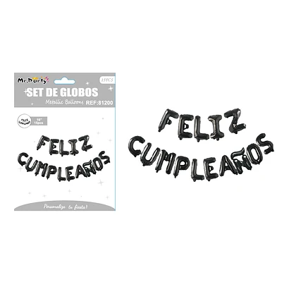 GLOBOS METALICO DE LETRA FELIZ CUMPLEAÑOS NERGO 40CM - 1