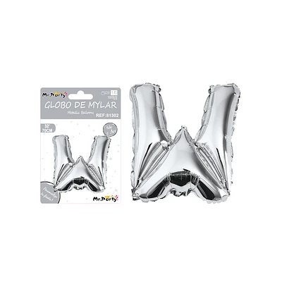 GLOBO METALICO PLATEADO 70CM LETRA W - 1