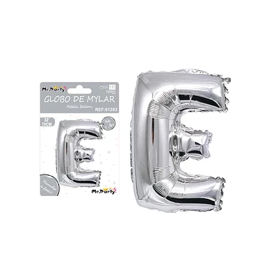 GLOBO METALICO PLATEADO 70CM LETRA E - 1