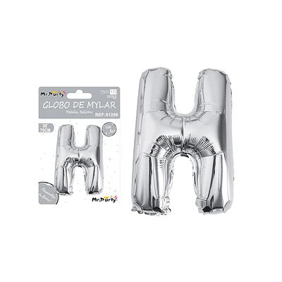 GLOBO METALICO PLATEADO 70CM LETRA H - 1