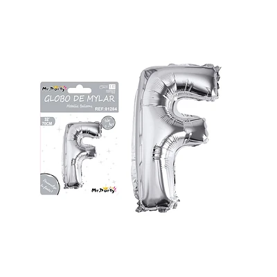 GLOBO METALICO PLATEADO 70CM LETRA F - 1