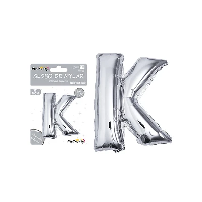 GLOBO METALICO PLATEADO 70CM LETRA K - 1