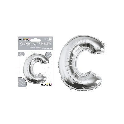 GLOBO METALICO PLATEADO 70CM LETRA C - 1