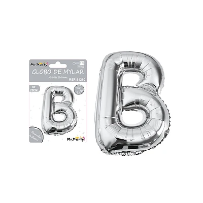 GLOBO METALICO PLATEADO 70CM LETRA B - 1