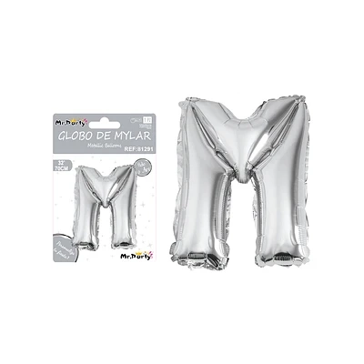 GLOBO METALICO PLATEADO 70CM LETRA M - 1