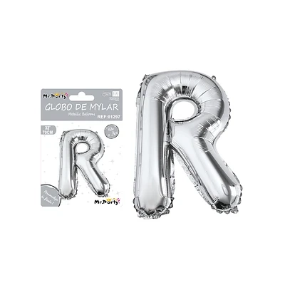 GLOBO METALICO PLATEADO 70CM LETRA R - 1