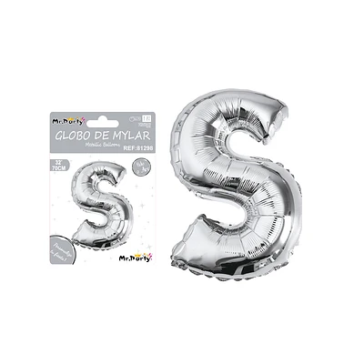 GLOBO METALICO PLATEADO 70CM LETRA S - 1