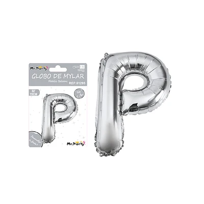 GLOBO METALICO PLATEADO 70CM LETRA P - 1