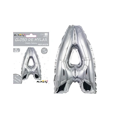 GLOBO METALICO PLATEADO 70CM LETRA A - 1