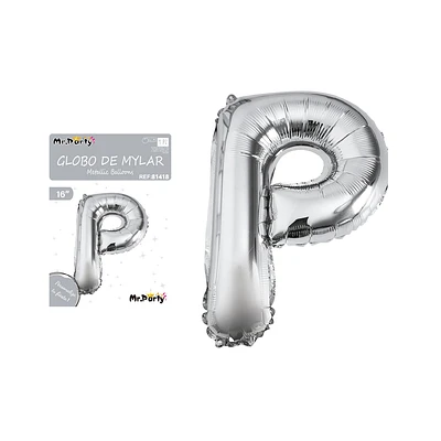 GLOBO METALICO PLATEADO 40CM LETRA P - 1