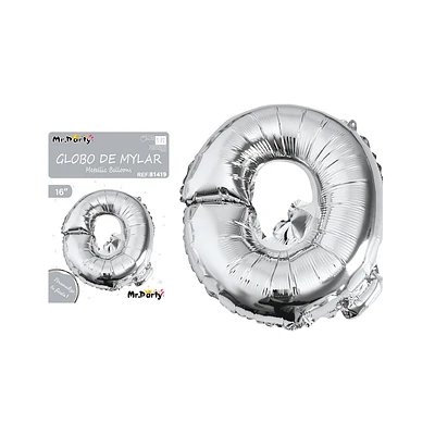 GLOBO METALICO PLATEADO 40CM LETRA Q - 1