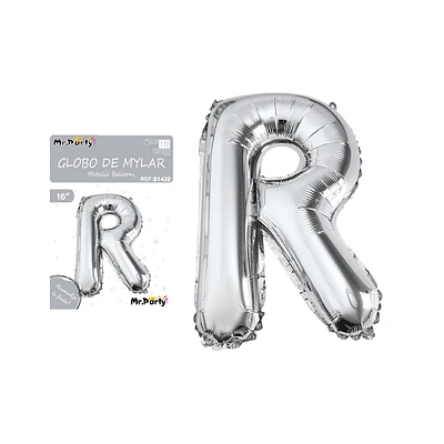 GLOBO METALICO PLATEADO 40CM LETRA R - 1