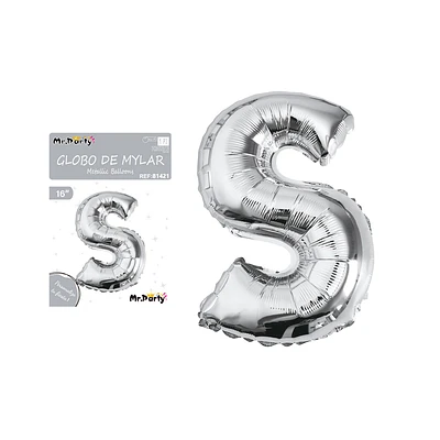 GLOBO METALICO PLATEADO 40CM LETRA S - 1