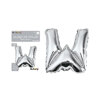 GLOBO METALICO PLATEADO 40CM LETRA W - 1