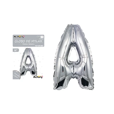 GLOBO METALICO PLATEADO 40CM LETRA A - 1
