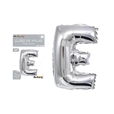 GLOBO METALICO PLATEADO 40CM LETRA E - 1