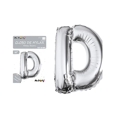 GLOBO METALICO PLATEADO 40CM LETRA D - 1