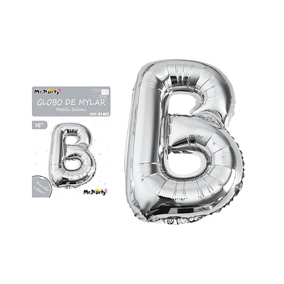 GLOBO METALICO PLATEADO 40CM LETRA B - 1