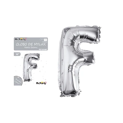 GLOBO METALICO PLATEADO 40CM LETRA F - 1