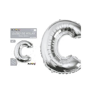 GLOBO METALICO PLATEADO 40CM LETRA C - 1