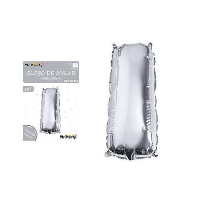 GLOBO METALICO PLATEADO 40CM LETRA I - 1
