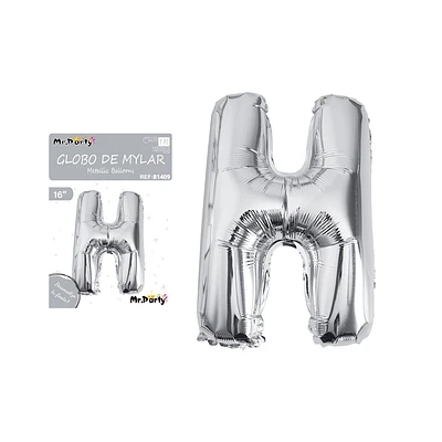 GLOBO METALICO PLATEADO 40CM LETRA H - 1