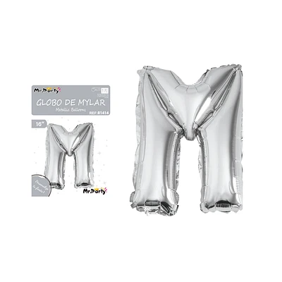 GLOBO METALICO PLATEADO 40CM LETRA M - 1