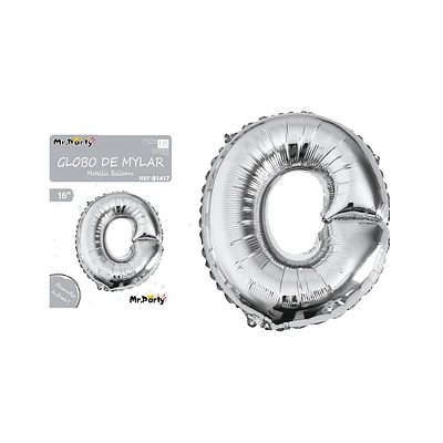 GLOBO METALICO PLATEADO 40CM LETRA O - 1